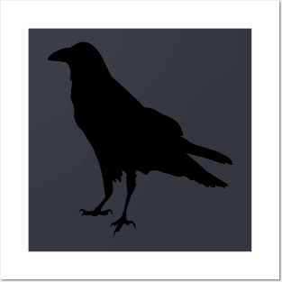 Black Raven Silhouette Illustration Crow Artwork Posters and Art